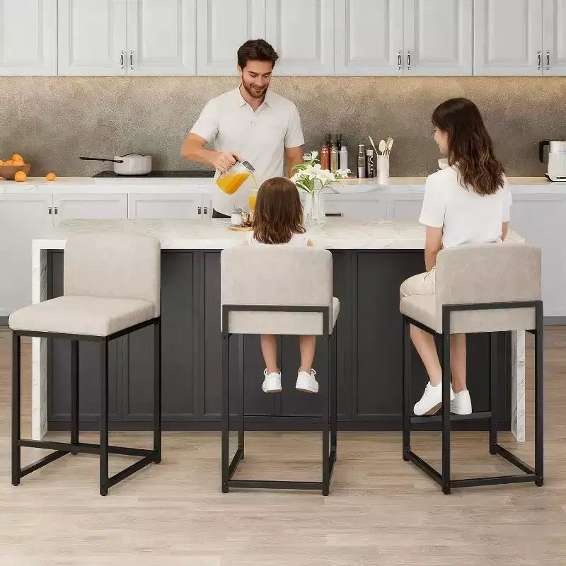 2 Sgabelli da Bar Moderni, Sedie da Bancone Rivestite in Ecopelle Altezza 63 cm con Schienale e Piedini Antiscivolo Regolabili per Isola della Cucina