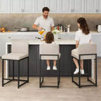 2 Sgabelli da Bar Moderni, Sedie da Bancone Rivestite in Ecopelle Altezza 63 cm con Schienale e Piedini Antiscivolo Regolabili per Isola della Cucina