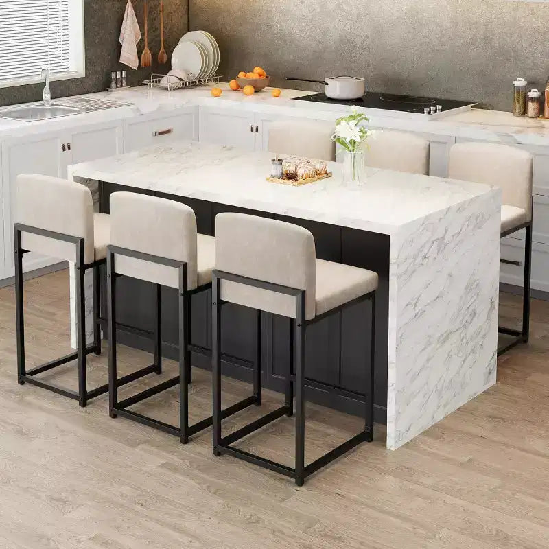 2 Sgabelli da Bar Moderni, Sedie da Bancone Rivestite in Ecopelle Altezza 63 cm con Schienale e Piedini Antiscivolo Regolabili per Isola della Cucina