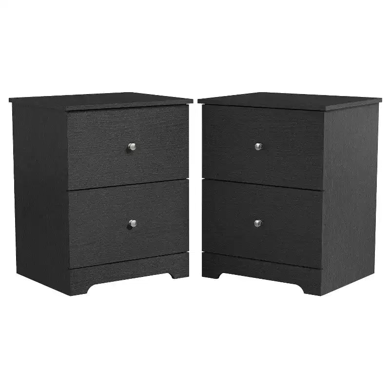 Galano Modern 2-Drawer Nightstands Set of 2 with Metal Knob Handles 18.7 W  15.7 D  23.7 H