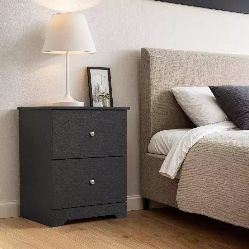 Comodini Moderni Galano, Set da 2, con 2 Cassetti e Maniglie Metalliche, 47,5 L x 39,9 P x 60,2 A cm