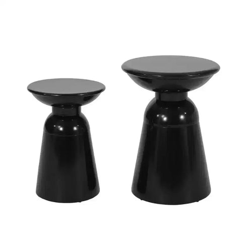 2-Piece Metal Side Tables - Black (As Shown)