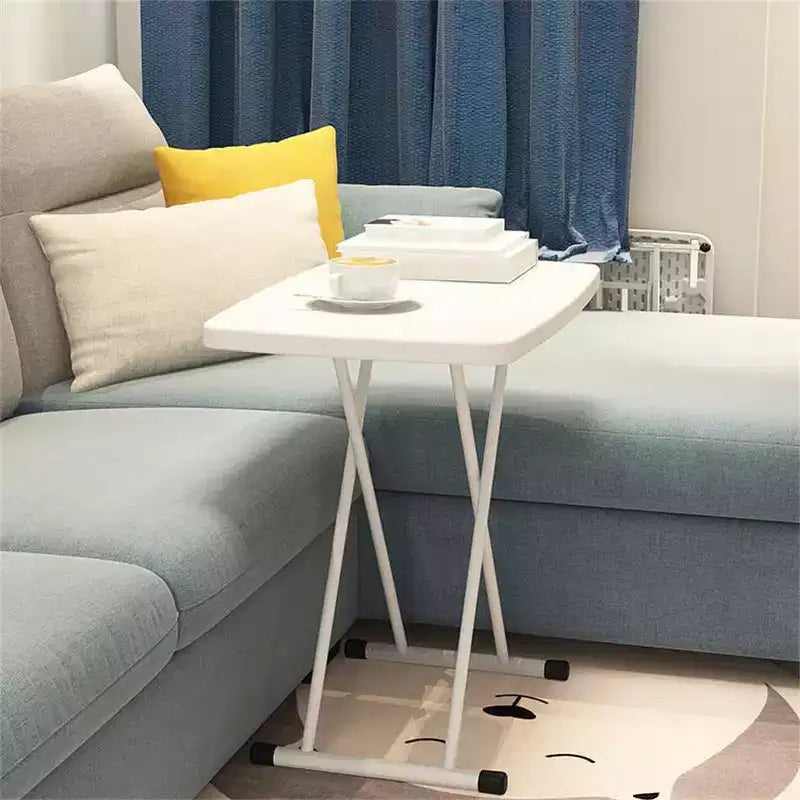 Tavolo Pieghevole, Tavoli Pieghevoli Personali in Plastica, Tavolo da Pranzo Rettangolare Regolabile, Tavolino Quadrato Semplice da Comodino, bianco