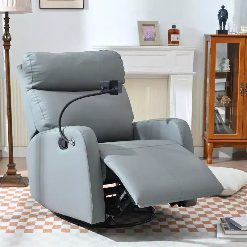 360 Swivel Recliner Nursery Rocking Chair Rocker Glider Single Sofa Accent Chair Leisure Lounge Chair with Phone Holder - ModernLuxe