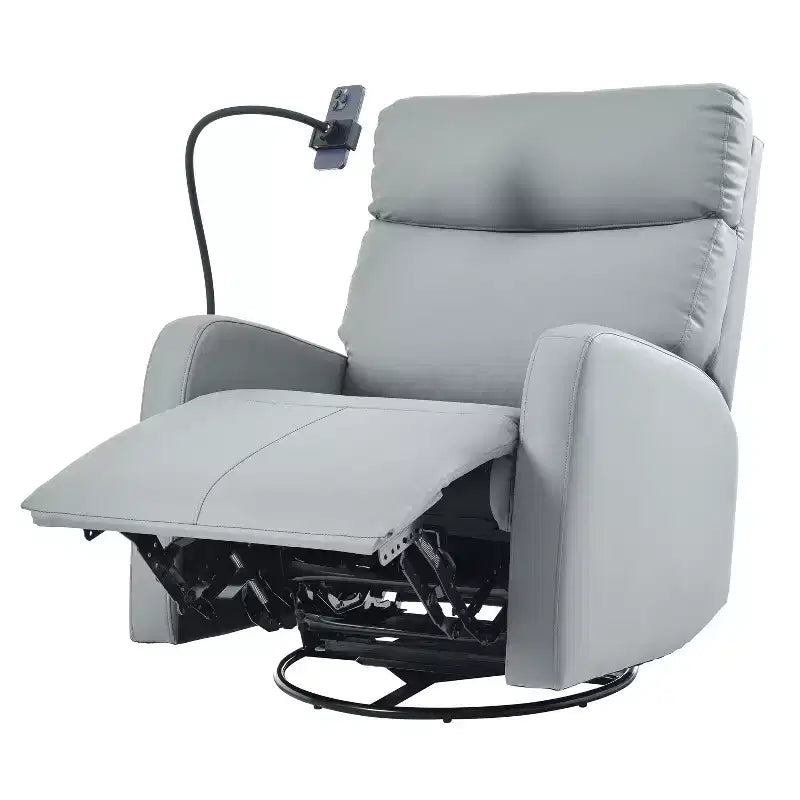 Poltrona reclinabile a 360° per cameretta, sedia a dondolo, poltrona singolo, sedia relax per il tempo libero con porta telefono - ModernLuxe