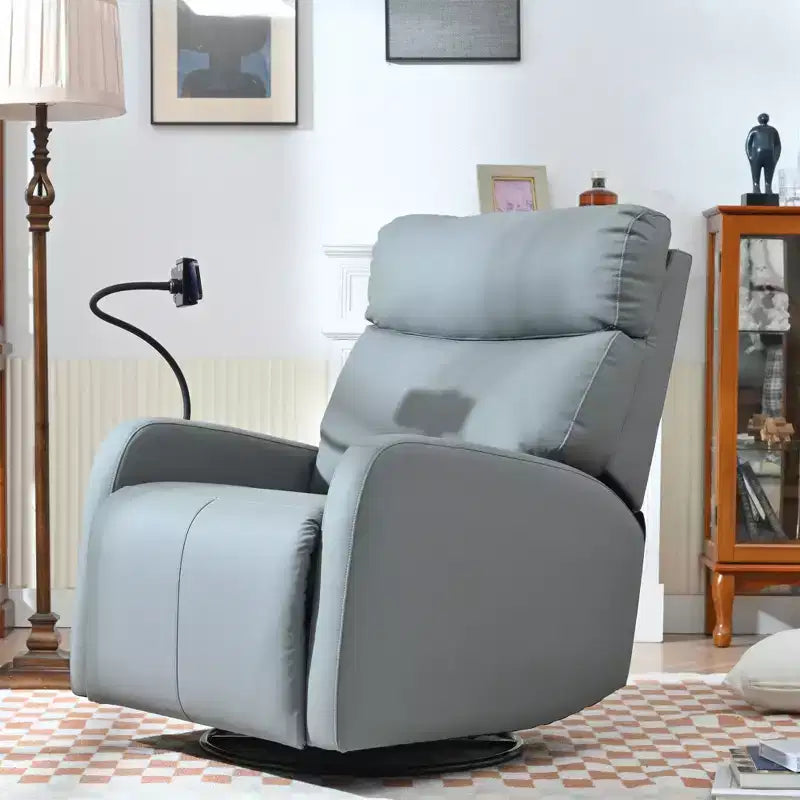 Poltrona reclinabile a 360° per cameretta, sedia a dondolo, poltrona singolo, sedia relax per il tempo libero con porta telefono - ModernLuxe
