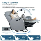 Poltrona reclinabile a 360° per cameretta, sedia a dondolo, poltrona singolo, sedia relax per il tempo libero con porta telefono - ModernLuxe