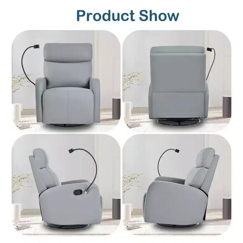Poltrona reclinabile a 360° per cameretta, sedia a dondolo, poltrona singolo, sedia relax per il tempo libero con porta telefono - ModernLuxe