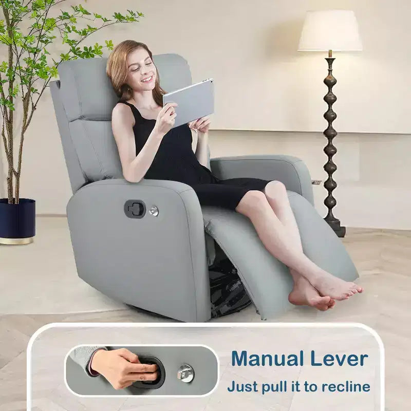Poltrona reclinabile a 360° per cameretta, sedia a dondolo, poltrona singolo, sedia relax per il tempo libero con porta telefono - ModernLuxe
