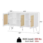 Mobile buffet a 3 ante in rattan con contenitore, credenza da appoggio per cucina e sala da pranzo