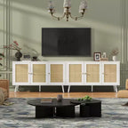 Mobile buffet a 3 ante in rattan con contenitore, credenza da appoggio per cucina e sala da pranzo