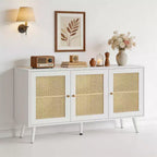 Mobile buffet a 3 ante in rattan con contenitore, credenza da appoggio per cucina e sala da pranzo