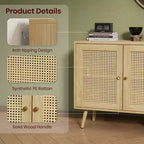 Mobile buffet a 3 ante in rattan con contenitore, credenza da appoggio per cucina e sala da pranzo