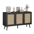 Mobile buffet a 3 ante in rattan con contenitore, credenza da appoggio per cucina e sala da pranzo
