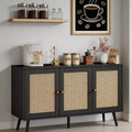 3-Door Rattan Buffet Cabinets with Storage, Freestanding Sideboard/Credenza for Kitchen & Dining Room