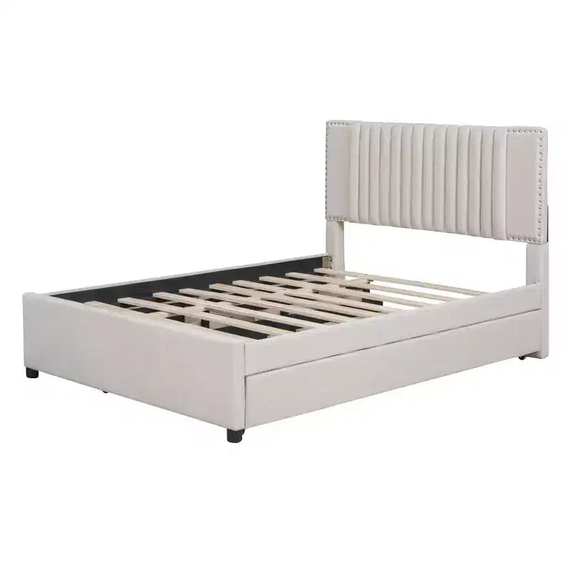 Letto a piattaforma imbottito MAYEERTY con 2 cassetti e letto estraibile, telaio in MDF e compensato con capacità di 400 libbre