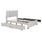 Letto a piattaforma imbottito MAYEERTY con 2 cassetti e letto estraibile, telaio in MDF e compensato con capacità di 400 libbre