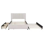Letto a piattaforma imbottito MAYEERTY con 2 cassetti e letto estraibile, telaio in MDF e compensato con capacità di 400 libbre