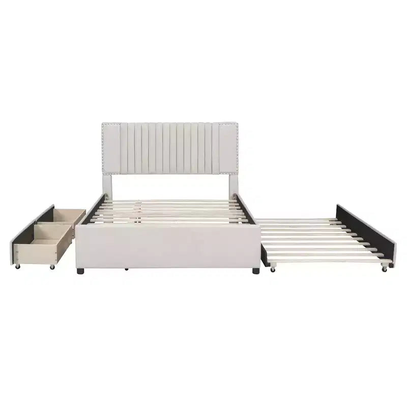 Letto a piattaforma imbottito MAYEERTY con 2 cassetti e letto estraibile, telaio in MDF e compensato con capacità di 400 libbre