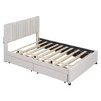 Letto a piattaforma imbottito MAYEERTY con 2 cassetti e letto estraibile, telaio in MDF e compensato con capacità di 400 libbre