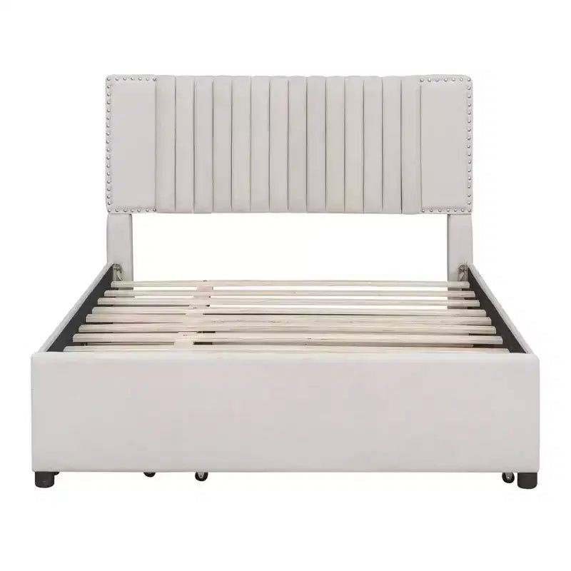 Letto a piattaforma imbottito MAYEERTY con 2 cassetti e letto estraibile, telaio in MDF e compensato con capacità di 400 libbre
