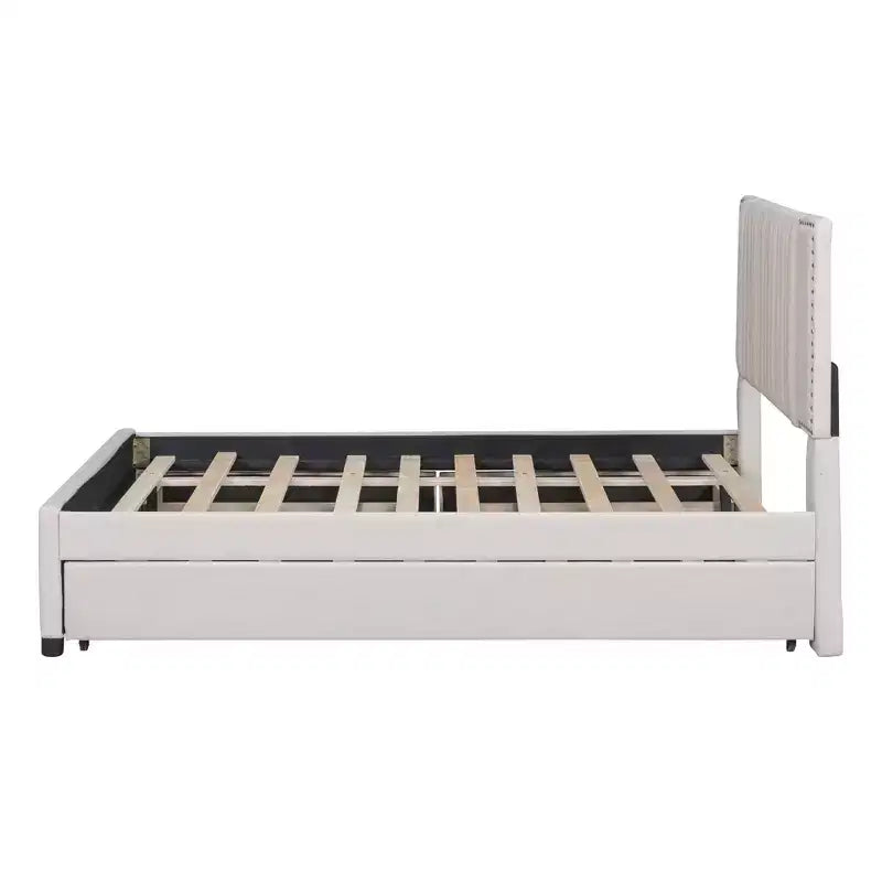 Letto a piattaforma imbottito MAYEERTY con 2 cassetti e letto estraibile, telaio in MDF e compensato con capacità di 400 libbre