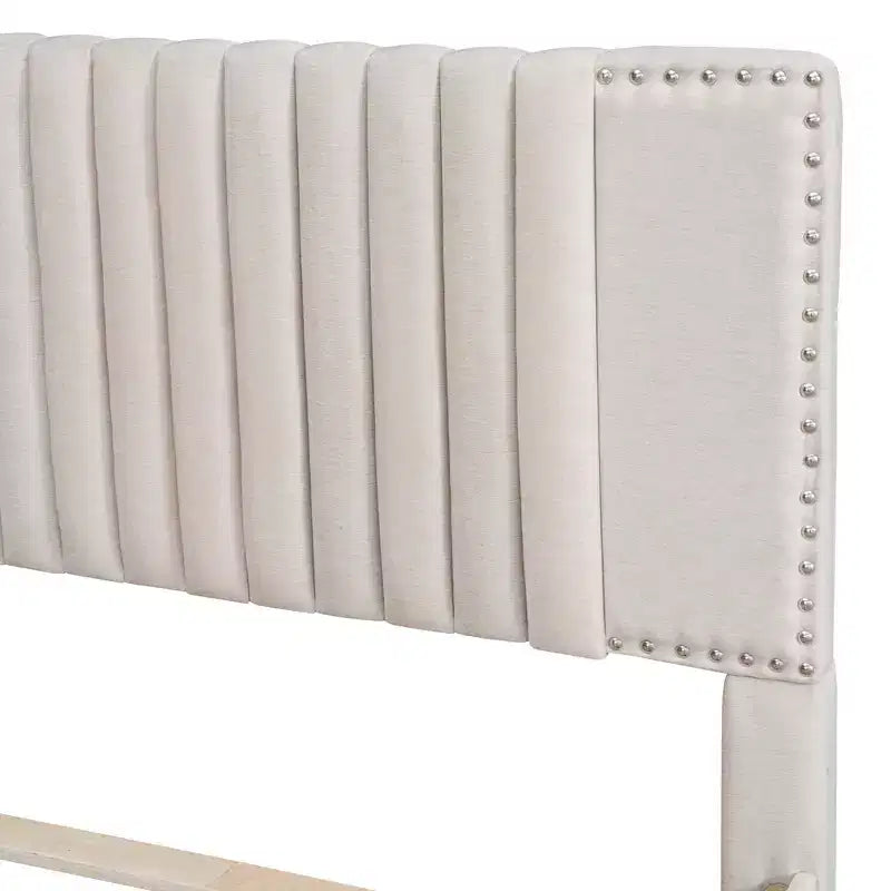 Letto a piattaforma imbottito MAYEERTY con 2 cassetti e letto estraibile, telaio in MDF e compensato con capacità di 400 libbre