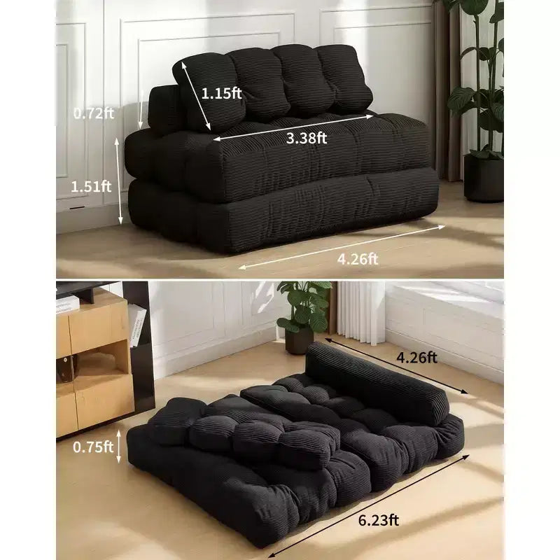 Divano Letto Pieghevole, Futon Singolo Convertibile con Schienale e Cuscino, Poltrona Letto Portatile Pieghevole per Soggiorno e Camera da Letto
