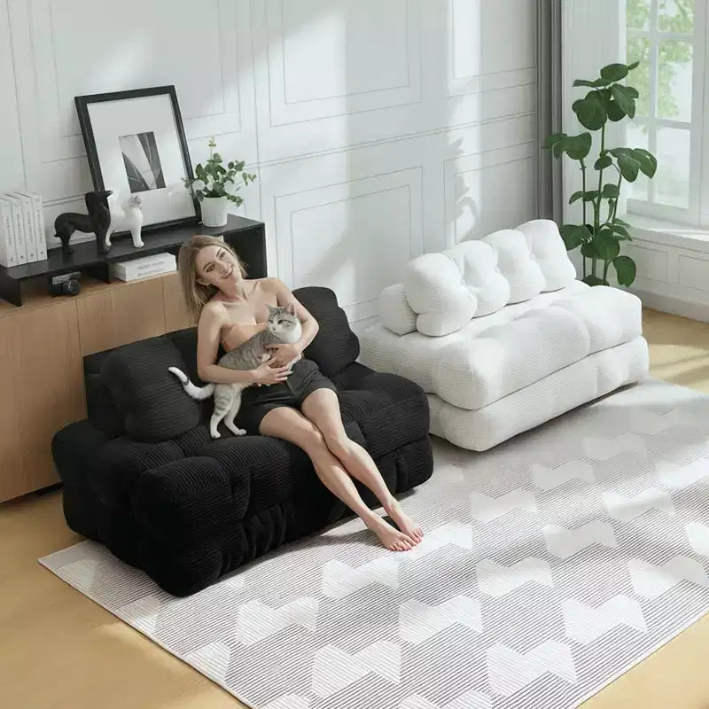 Divano Letto Pieghevole, Futon Singolo Convertibile con Schienale e Cuscino, Poltrona Letto Portatile Pieghevole per Soggiorno e Camera da Letto