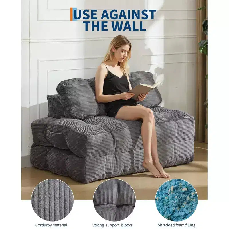 Divano Letto Pieghevole, Futon Singolo Convertibile con Schienale e Cuscino, Poltrona Letto Portatile Pieghevole per Soggiorno e Camera da Letto