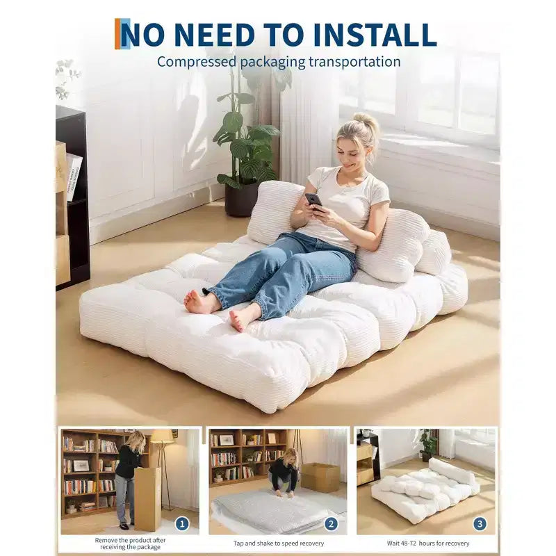 Divano Letto Pieghevole, Futon Singolo Convertibile con Schienale e Cuscino, Poltrona Letto Portatile Pieghevole per Soggiorno e Camera da Letto