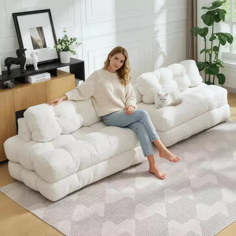 Divano Letto Pieghevole, Futon Singolo Convertibile con Schienale e Cuscino, Poltrona Letto Portatile Pieghevole per Soggiorno e Camera da Letto