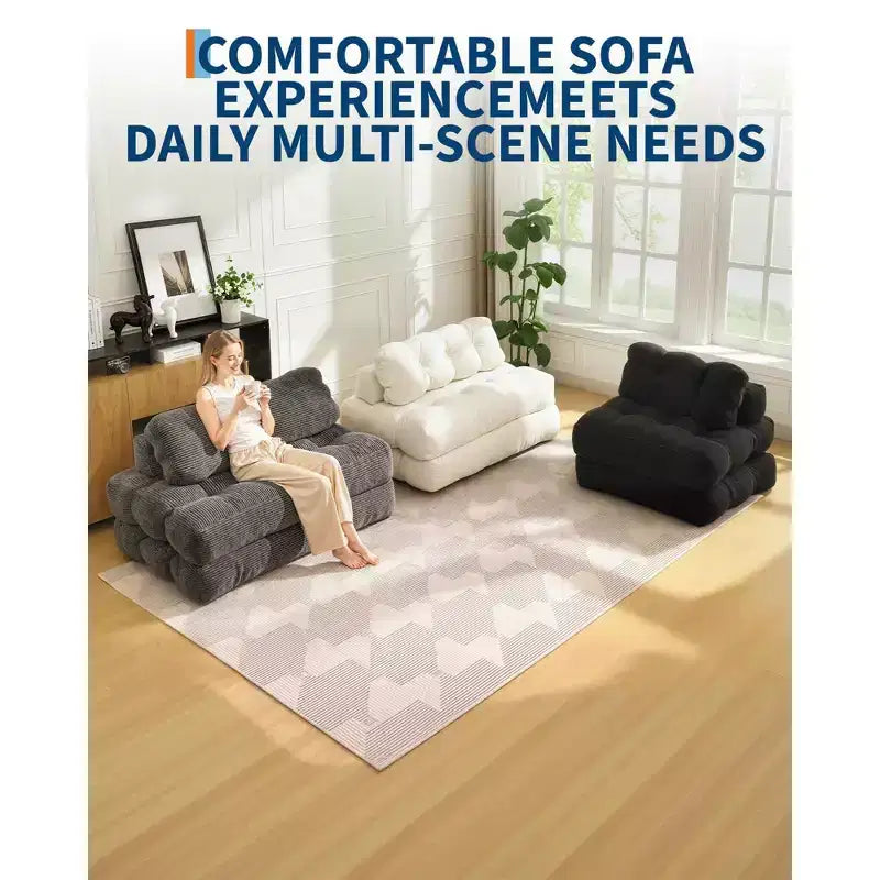 Divano Letto Pieghevole, Futon Singolo Convertibile con Schienale e Cuscino, Poltrona Letto Portatile Pieghevole per Soggiorno e Camera da Letto