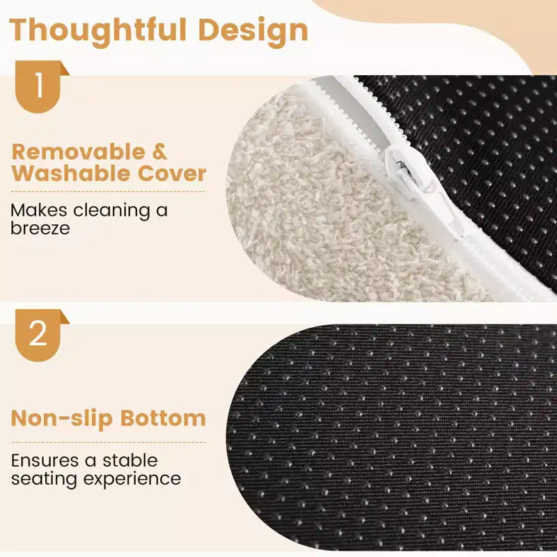 Poltrona Sacco Costway con Morbido Pile Teddy e Schienale Curvo per Soggiorno, Camera da Letto Beige/Grigio