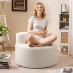 Poltrona Sacco Costway con Morbido Pile Teddy e Schienale Curvo per Soggiorno, Camera da Letto Beige/Grigio