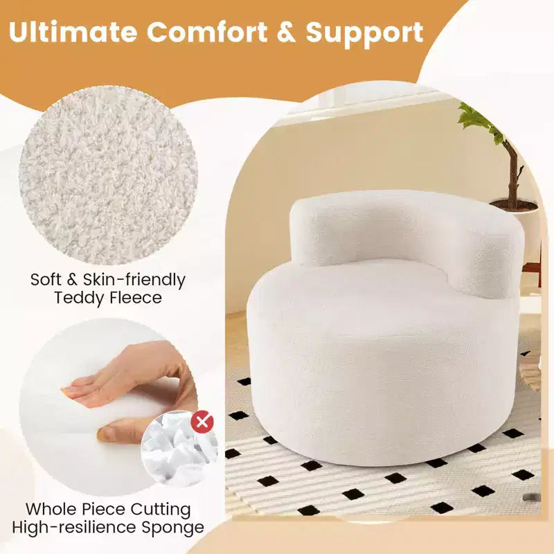 Poltrona Sacco Costway con Morbido Pile Teddy e Schienale Curvo per Soggiorno, Camera da Letto Beige/Grigio