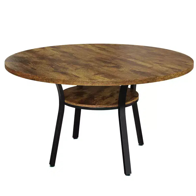 Tavolo da pranzo rotondo da 47 pollici per 4-6 persone, tavolo da cucina in legno con ripiano portaoggetti, tavolo da pranzo circolare moderno, tavolo da colazione per soggiorno, senza sedie