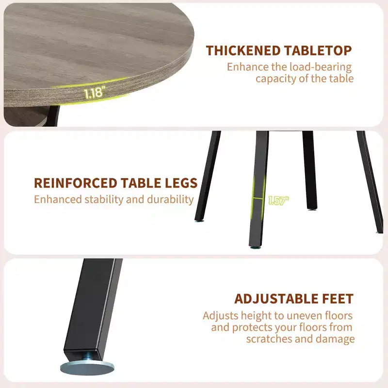 Tavolo da pranzo rotondo da 47 pollici per 4-6 persone, tavolo da cucina in legno con ripiano portaoggetti, tavolo da pranzo circolare moderno, tavolo da colazione per soggiorno, senza sedie