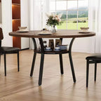 Tavolo da pranzo rotondo da 47 pollici per 4-6 persone, tavolo da cucina in legno con ripiano portaoggetti, tavolo da pranzo circolare moderno, tavolo da colazione per soggiorno, senza sedie