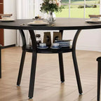 Tavolo da pranzo rotondo da 47 pollici per 4-6 persone, tavolo da cucina in legno con ripiano portaoggetti, tavolo da pranzo circolare moderno, tavolo da colazione per soggiorno, senza sedie