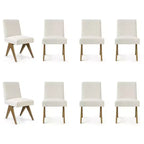 Set di 8 Sedie da Pranzo Imbottite Moderne, Sedie Laterali Accento Senza Braccioli in Lino con Gambe in Legno per Cucina, Sala da Pranzo o Soggiorno - Panipeachy