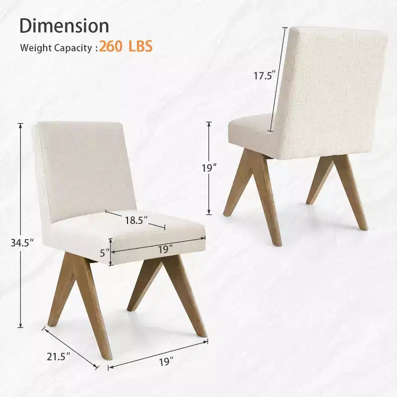 Set di 8 Sedie da Pranzo Imbottite Moderne, Sedie Laterali Accento Senza Braccioli in Lino con Gambe in Legno per Cucina, Sala da Pranzo o Soggiorno - Panipeachy