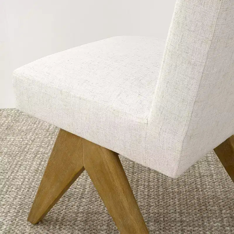 Set di 8 Sedie da Pranzo Imbottite Moderne, Sedie Laterali Accento Senza Braccioli in Lino con Gambe in Legno per Cucina, Sala da Pranzo o Soggiorno - Panipeachy