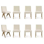 Set di 8 Sedie da Pranzo Imbottite Moderne, Sedie Laterali Accento Senza Braccioli in Lino con Gambe in Legno per Cucina, Sala da Pranzo o Soggiorno - Panipeachy