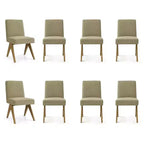 Set di 8 Sedie da Pranzo Imbottite Moderne, Sedie Laterali Accento Senza Braccioli in Lino con Gambe in Legno per Cucina, Sala da Pranzo o Soggiorno - Panipeachy