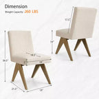 Set di 8 Sedie da Pranzo Imbottite Moderne, Sedie Laterali Accento Senza Braccioli in Lino con Gambe in Legno per Cucina, Sala da Pranzo o Soggiorno - Panipeachy