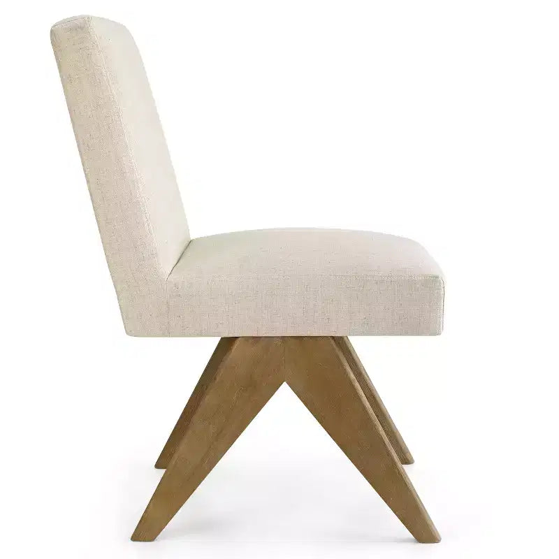 Set di 8 Sedie da Pranzo Imbottite Moderne, Sedie Laterali Accento Senza Braccioli in Lino con Gambe in Legno per Cucina, Sala da Pranzo o Soggiorno - Panipeachy