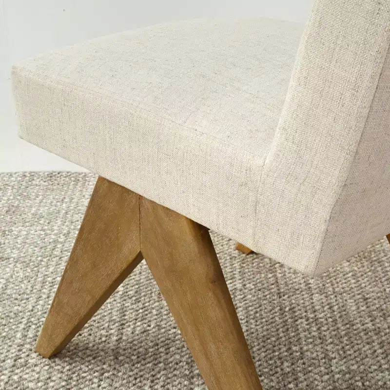 Set di 8 Sedie da Pranzo Imbottite Moderne, Sedie Laterali Accento Senza Braccioli in Lino con Gambe in Legno per Cucina, Sala da Pranzo o Soggiorno - Panipeachy