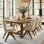 Modern Upholstered Dining Chairs Set of 8, Linen Armless Accent Side Chairs with Wood Legs for Kitchen, Dining Room or Living Room - Panipeachy