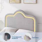 Letto a piattaforma in velluto completo/matrimoniale/queen con testiera e pediera regolabili, supporto a doghe in legno, nessun materasso a molle richiesto, beige